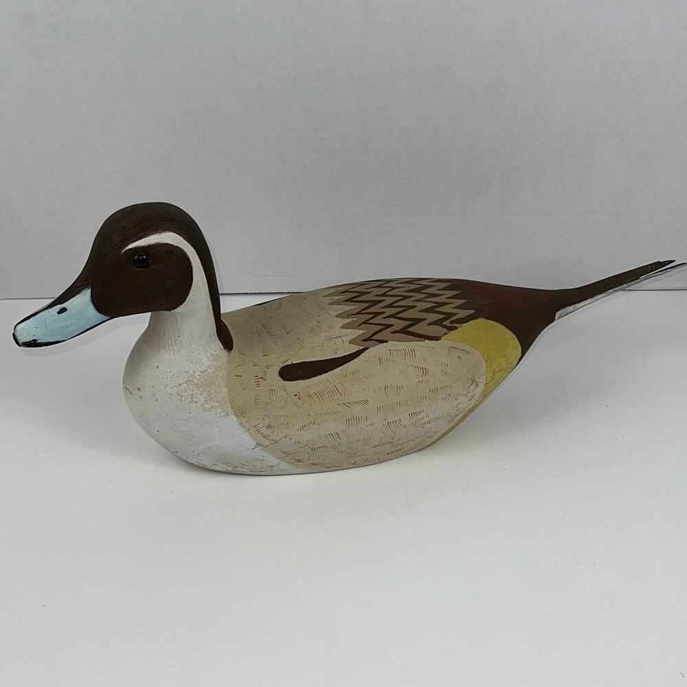 Hand Carved Hand Painted Vintage 19" Wooden Decoy Duck Artist Signed JJT 1987